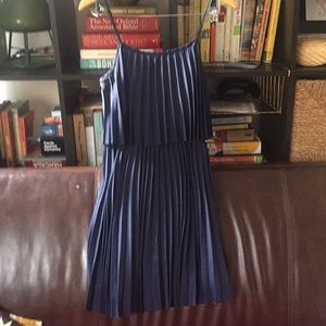 Blue pleated tiered flapper dress